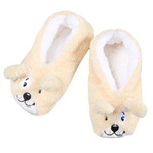NWT Small to Large new dog lt tan plush slippers cozy